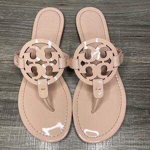 TORY BURCH Sandals Thong Size 9 SEA SHELL PINK Leather